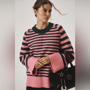 Anthropologie Maeve Striped Chandler Crew Neck Sweater